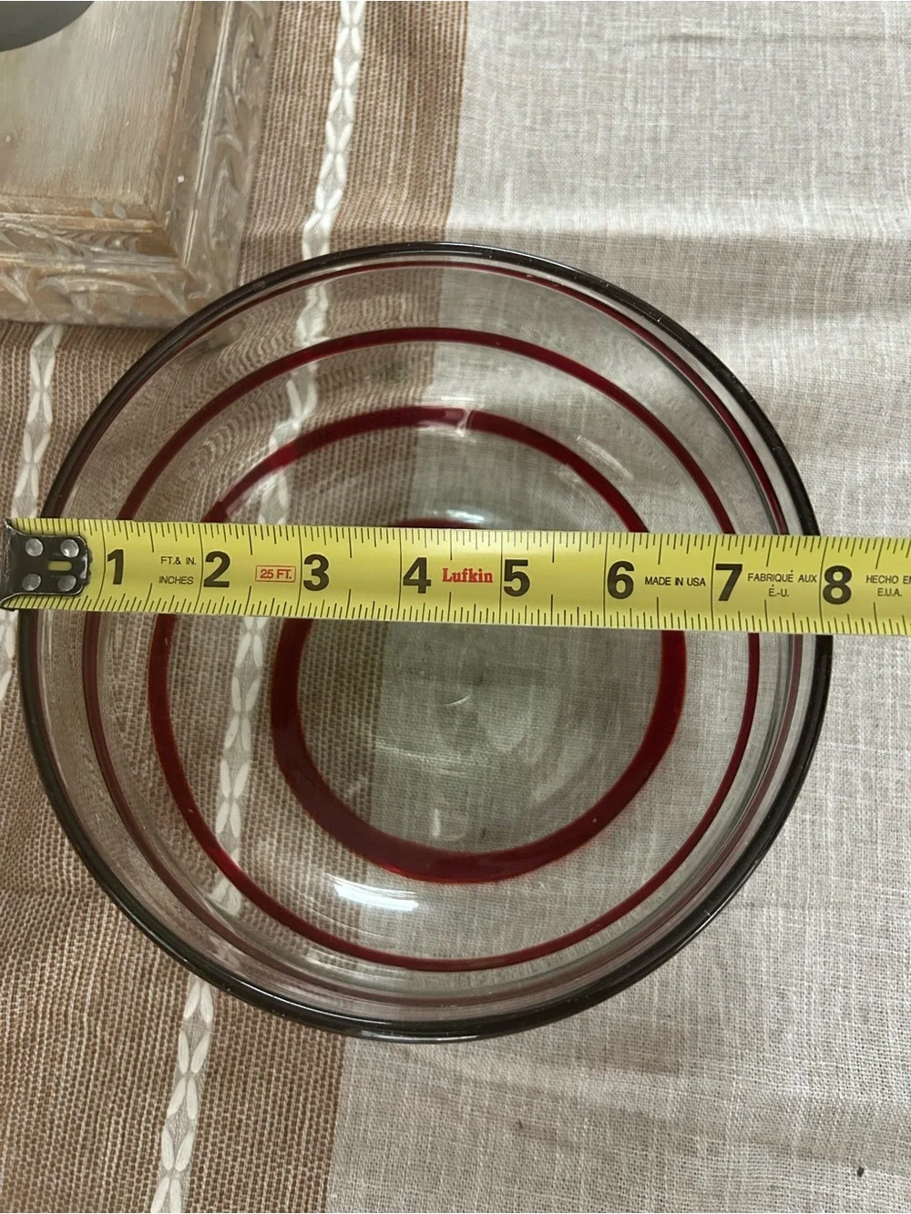 Pottery Barn Hand-Blown Red Swirl Accent Bowl NEW